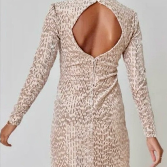 Blue Rain gold sequined, long sleeve dress - Picture 2 of 8